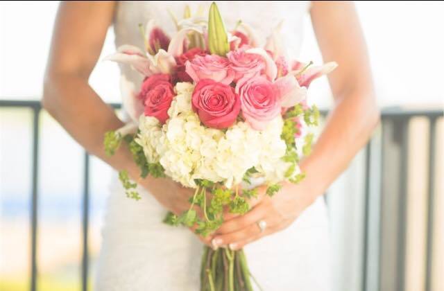 Pink and White Bridal Bouquet