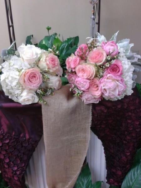 Pink and White Rose Bouquets