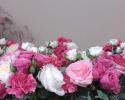 Pink Centerpieces with Gold Vase Bottoms